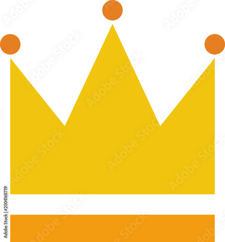 Minimalist yellow and orange geometric crown symbol on a white background for royalty branding design illustration