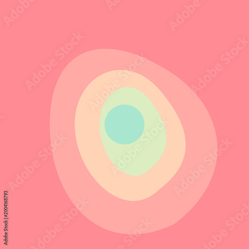 Abstract organic layered blob shapes in pastel pink peach and mint green minimalist flat illustration
