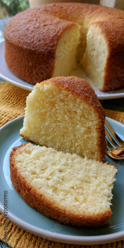 Homemade Buttermilk Cake Dessert on Rustic Kitchen Table