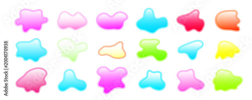 Neon call action amoeba button modern icon Glowing frames sign collection for web design, app, game and interface Vector illustration push blob button