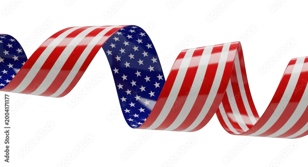 Obraz premium Festive 4th of july american independence day ribbon isolated on transparent background for celebrations