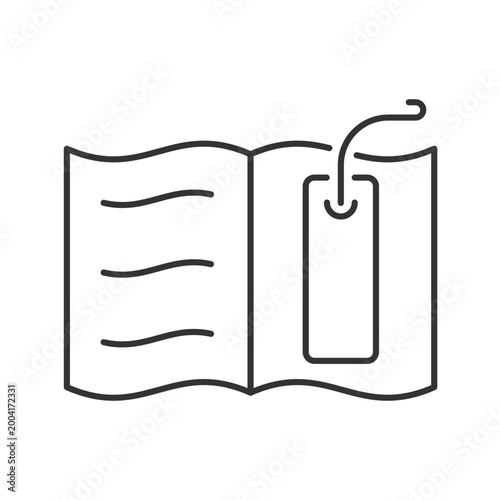 Bookmark linear icon. Thin tool for marking read page. Tracking reader progress in book. Thin line customizable illustration. Contour symbol. Vector isolated outline drawing. Editable stroke