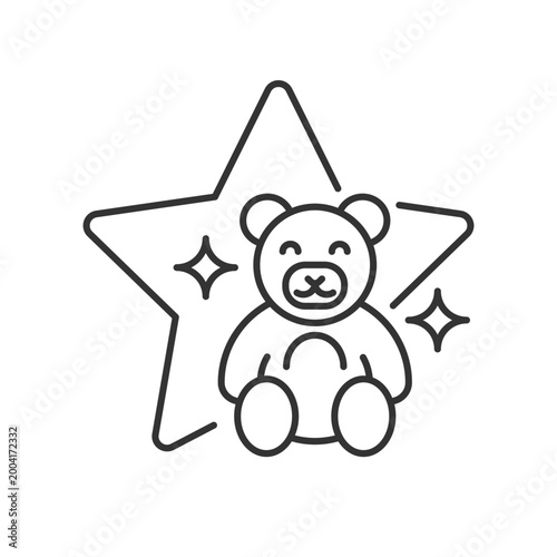 Children show linear icon. Kids entertainment performance. Teletoon genre. Family animation. Thin line customizable illustration. Contour symbol. Vector isolated outline drawing. Editable stroke