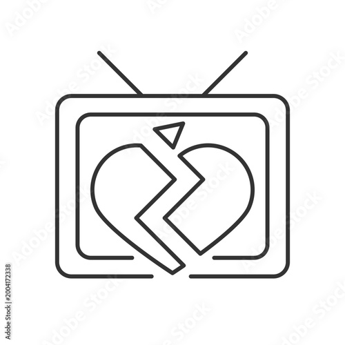 Soap opera linear icon. TV drama series. Sentival film with love plot. Romantic serial. Thin line customizable illustration. Contour symbol. Vector isolated outline drawing. Editable stroke