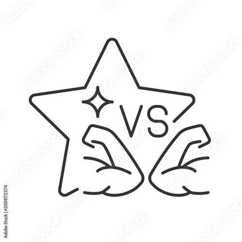 Sports competition reality show linear icon. Wrestling championship media broadcast. Thin line customizable illustration. Contour symbol. Vector isolated outline drawing. Editable stroke