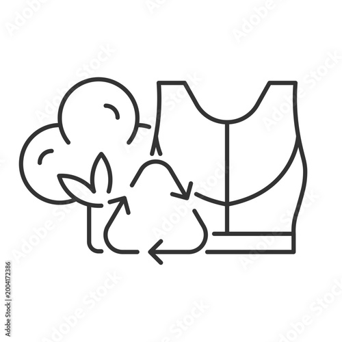 Sustainable activewear linear icon. Ethical workout clothes. Eco-friendly athletic wear. Thin line customizable illustration. Contour symbol. Vector isolated outline drawing. Editable stroke