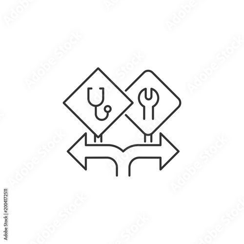 Freedom of choice linear icon. Career option for girls. Female empowerment. High-potential women. Thin line customizable illustration. Contour symbol. Vector isolated outline drawing. Editable stroke