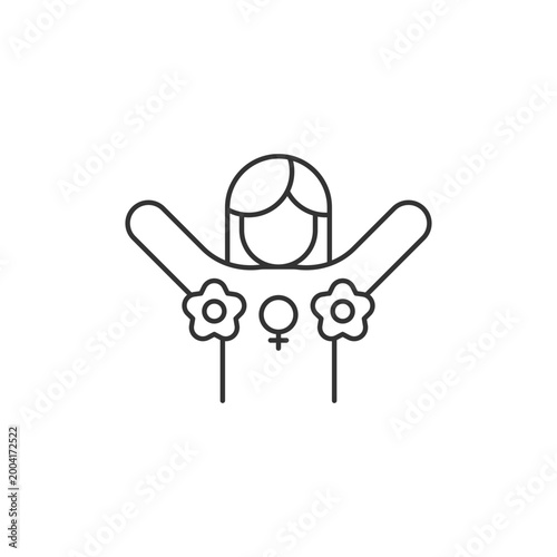 Radical feminism linear icon. Promoting rights for women. Challenging existing social norms. Thin line customizable illustration. Contour symbol. Vector isolated outline drawing. Editable stroke