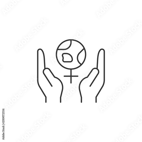 Feminism support linear icon. Women rights movement. Fighting global gender inequality. Thin line customizable illustration. Contour symbol. Vector isolated outline drawing. Editable stroke