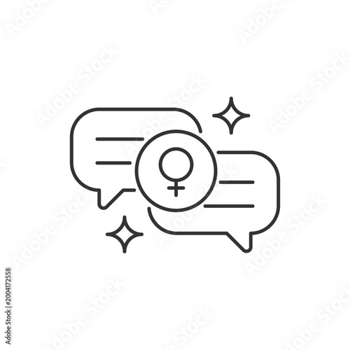 Female bonding linear icon. Strength for feminine gender. Supportive sisterhood. Thin line customizable illustration. Contour symbol. Vector isolated outline drawing. Editable stroke