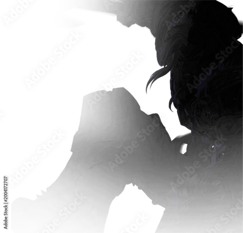 Mysterious Hero Silhouette with Fog and Smoke Effect