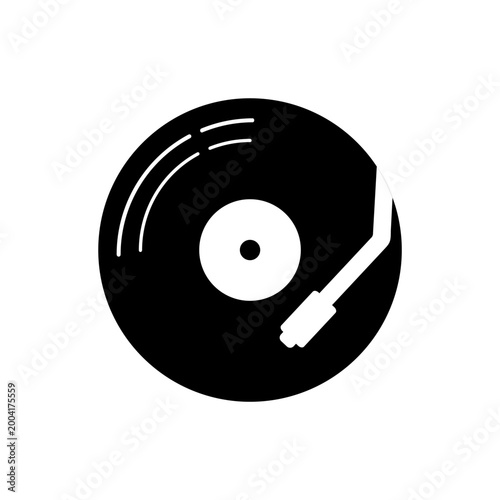 Vector illustration of a vintage vinyl record player icon isolated on white background