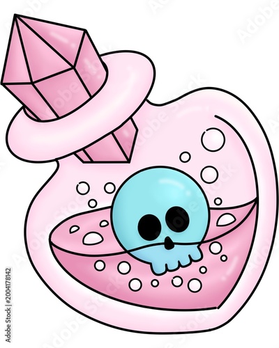 Bild auf Leinwand pink elixir glass tattoo design White background