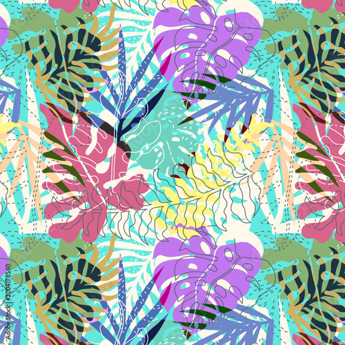 Vibrant Tropical Jungle Leaf Seamless Pattern