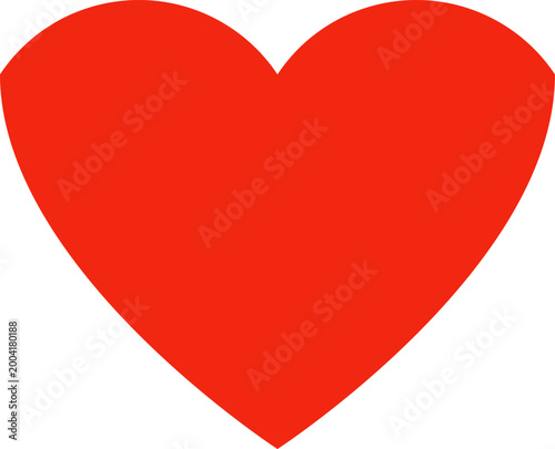 Solid red heart shape representing love passion romance and emotion isolated on white background illustration