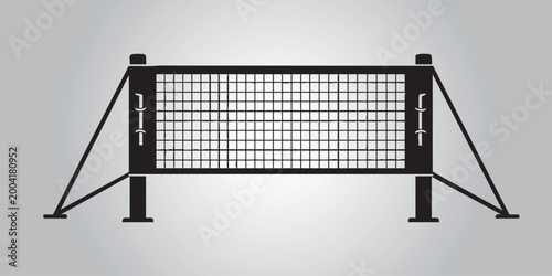 Pickleball net system with adjustable height settings for recreational sports, isolated on a gray background