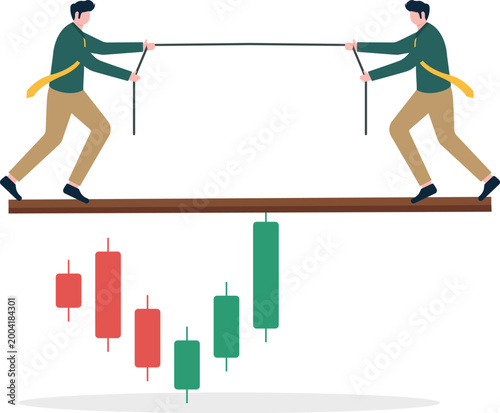 Professionals sawing a board over market candles