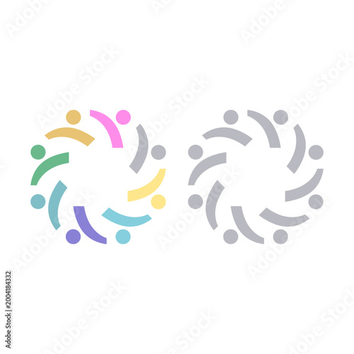 COLORFUL PEOPLE COMMUNITY UNION SIGN SYMBOL LOGO VECTOR ISOLATED ON WHITE