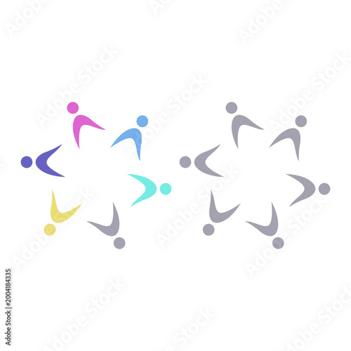 COLORFUL PEOPLE COMMUNITY UNION SIGN SYMBOL LOGO VECTOR ISOLATED ON WHITE