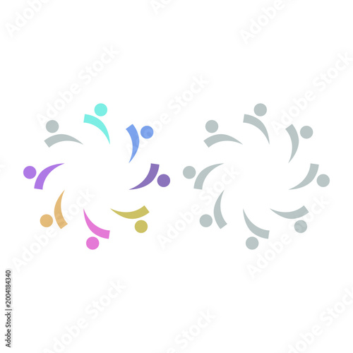 COLORFUL PEOPLE COMMUNITY UNION SIGN SYMBOL LOGO VECTOR ISOLATED ON WHITE
