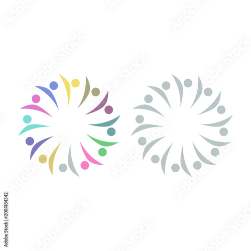 COLORFUL PEOPLE COMMUNITY UNION SIGN SYMBOL LOGO VECTOR ISOLATED ON WHITE