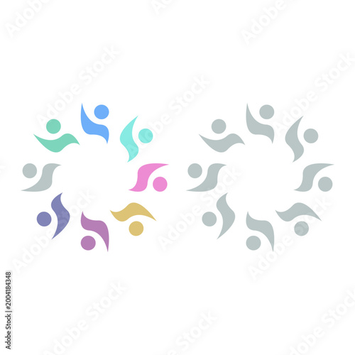 COLORFUL PEOPLE COMMUNITY UNION SIGN SYMBOL LOGO VECTOR ISOLATED ON WHITE