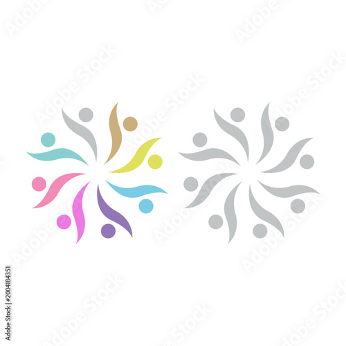 COLORFUL PEOPLE COMMUNITY UNION SIGN SYMBOL LOGO VECTOR ISOLATED ON WHITE