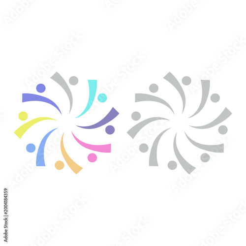 COLORFUL PEOPLE COMMUNITY UNION SIGN SYMBOL LOGO VECTOR ISOLATED ON WHITE