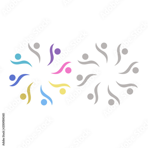 COLORFUL PEOPLE COMMUNITY UNION SIGN SYMBOL LOGO VECTOR ISOLATED ON WHITE