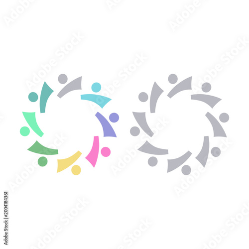 COLORFUL PEOPLE COMMUNITY UNION SIGN SYMBOL LOGO VECTOR ISOLATED ON WHITE