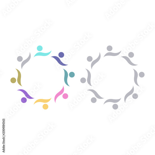 COLORFUL PEOPLE COMMUNITY UNION SIGN SYMBOL LOGO VECTOR ISOLATED ON WHITE
