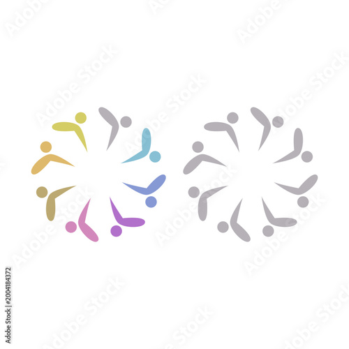 COLORFUL PEOPLE COMMUNITY UNION SIGN SYMBOL LOGO VECTOR ISOLATED ON WHITE