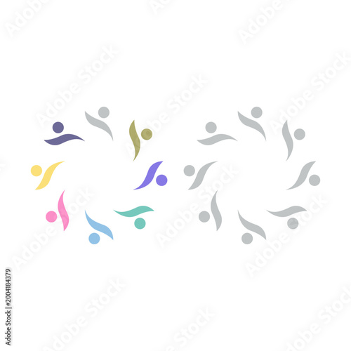 COLORFUL PEOPLE COMMUNITY UNION SIGN SYMBOL LOGO VECTOR ISOLATED ON WHITE