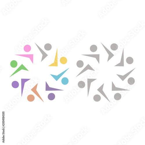 COLORFUL PEOPLE COMMUNITY UNION SIGN SYMBOL LOGO VECTOR ISOLATED ON WHITE