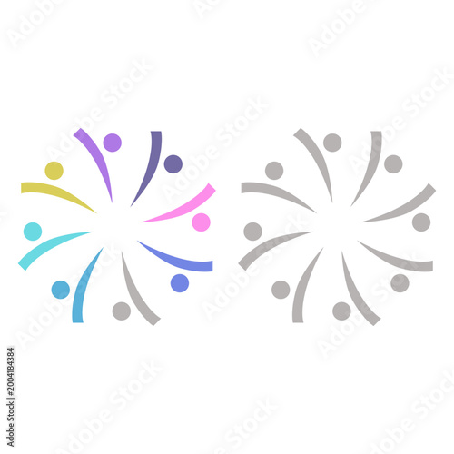 COLORFUL PEOPLE COMMUNITY UNION SIGN SYMBOL LOGO VECTOR ISOLATED ON WHITE