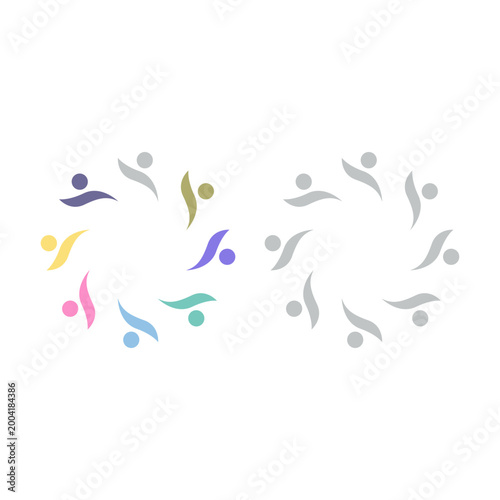 COLORFUL PEOPLE COMMUNITY UNION SIGN SYMBOL LOGO VECTOR ISOLATED ON WHITE