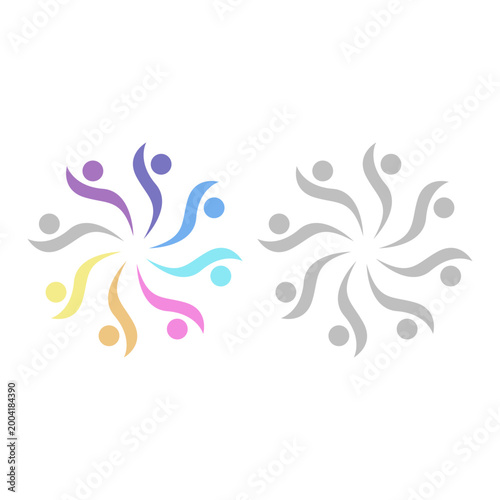 COLORFUL PEOPLE COMMUNITY UNION SIGN SYMBOL LOGO VECTOR ISOLATED ON WHITE