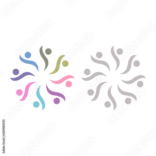 COLORFUL PEOPLE COMMUNITY UNION SIGN SYMBOL LOGO VECTOR ISOLATED ON WHITE