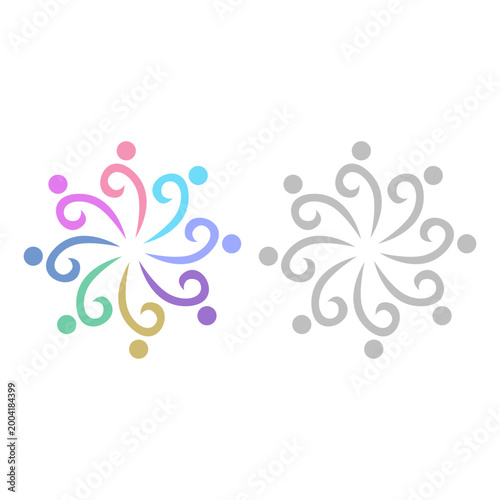 COLORFUL PEOPLE COMMUNITY UNION SIGN SYMBOL LOGO VECTOR ISOLATED ON WHITE