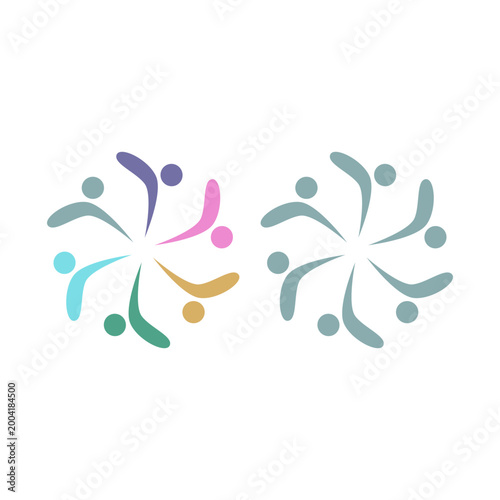 COLORFUL PEOPLE COMMUNITY UNION SIGN SYMBOL LOGO VECTOR ISOLATED ON WHITE