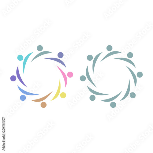 COLORFUL PEOPLE COMMUNITY UNION SIGN SYMBOL LOGO VECTOR ISOLATED ON WHITE