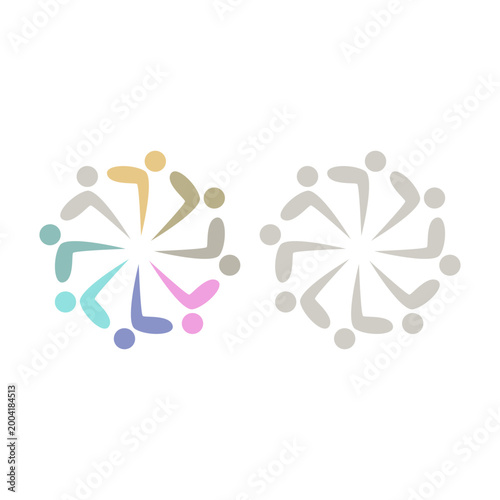 COLORFUL PEOPLE COMMUNITY UNION SIGN SYMBOL LOGO VECTOR ISOLATED ON WHITE