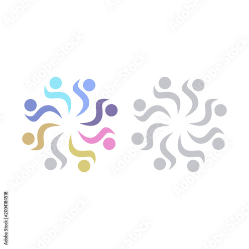 COLORFUL PEOPLE COMMUNITY UNION SIGN SYMBOL LOGO VECTOR ISOLATED ON WHITE