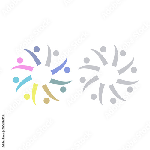 COLORFUL PEOPLE COMMUNITY UNION SIGN SYMBOL LOGO VECTOR ISOLATED ON WHITE