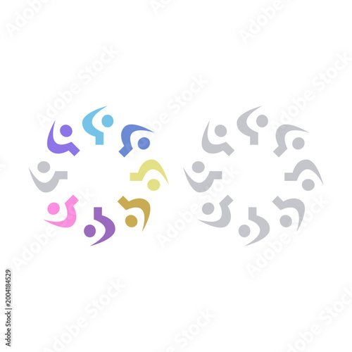 COLORFUL PEOPLE COMMUNITY UNION SIGN SYMBOL LOGO VECTOR ISOLATED ON WHITE