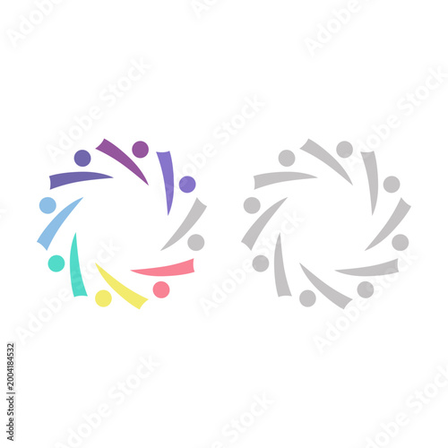 COLORFUL PEOPLE COMMUNITY UNION SIGN SYMBOL LOGO VECTOR ISOLATED ON WHITE
