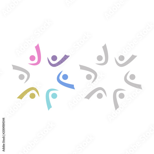 COLORFUL PEOPLE COMMUNITY UNION SIGN SYMBOL LOGO VECTOR ISOLATED ON WHITE