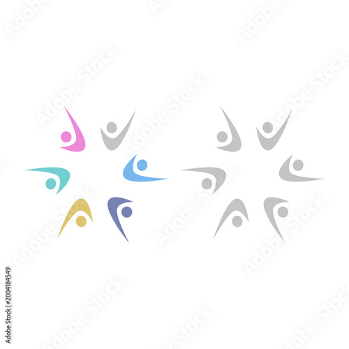 COLORFUL PEOPLE COMMUNITY UNION SIGN SYMBOL LOGO VECTOR ISOLATED ON WHITE
