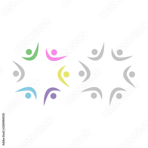 COLORFUL PEOPLE COMMUNITY UNION SIGN SYMBOL LOGO VECTOR ISOLATED ON WHITE