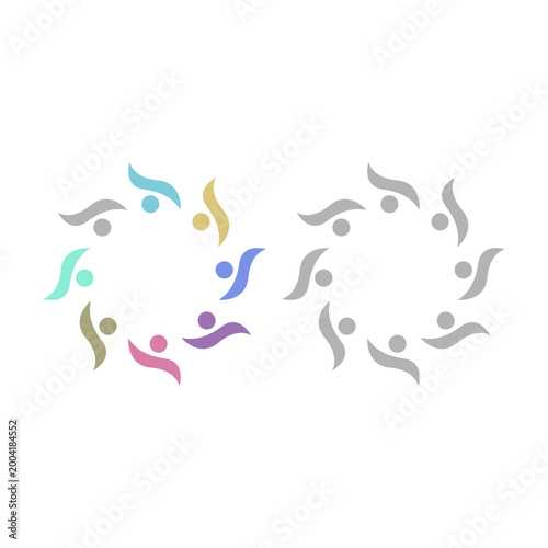 COLORFUL PEOPLE COMMUNITY UNION SIGN SYMBOL LOGO VECTOR ISOLATED ON WHITE